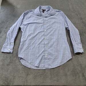 Kirkland Signature Dress Shirt Mens Size XL Blue Plaid Long Sleeve Button Front